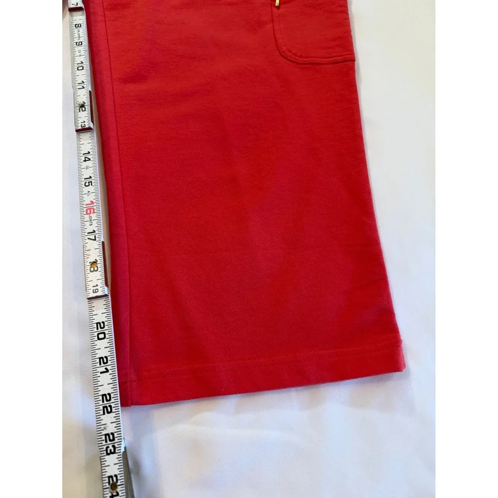 Hoodie & Crop Pants Set Chico's Zenergy Knit Orange Crochet Gold-tone Sz‎ 2 L